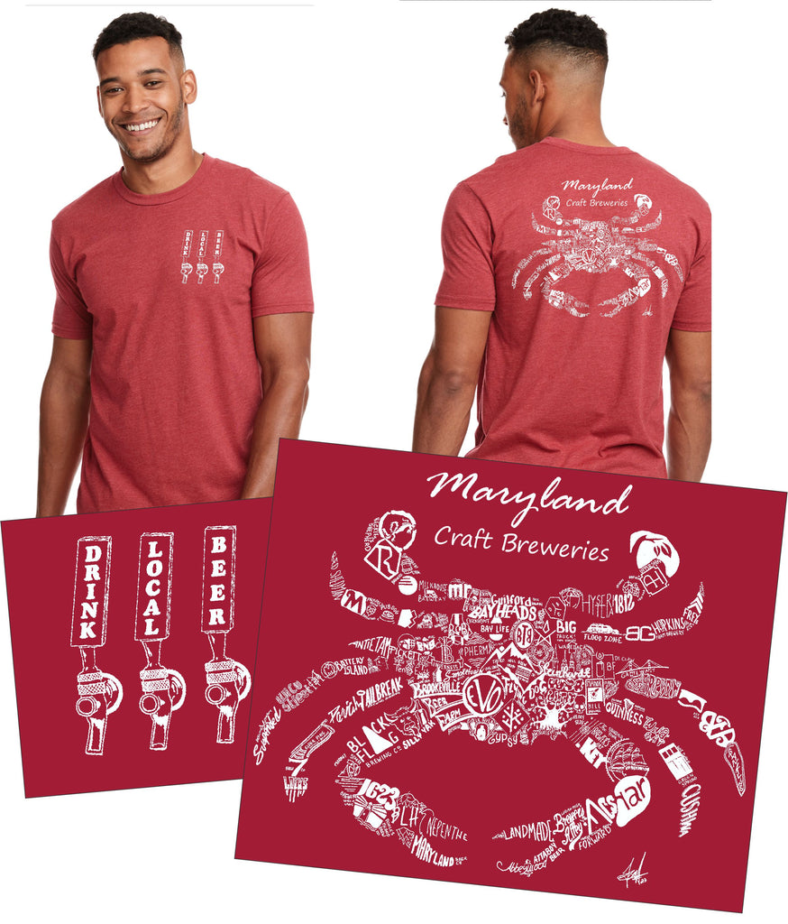 "Drink Local Beer" Maryland Crab Brewery Tee