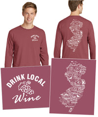 "Drink Local Wine" New Jersey Long Sleeve Tee