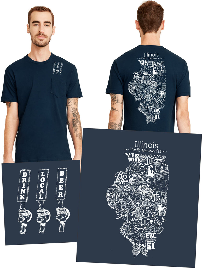 "Drink Local Beer" Illinois Brewery Pocket Tee